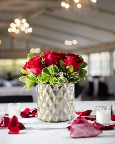 Serene Spaces Living Silver Diamond Mercury Cylinder ، المقاس: 12.7 سم قطر × 12.7 سم ارتفاع in Kuwait