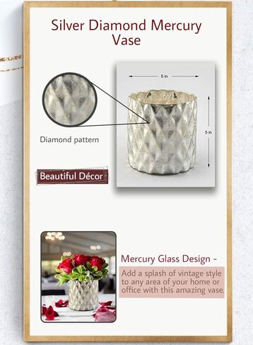 Serene Spaces Living Silver Diamond Mercury Cylinder ، المقاس: 12.7 سم قطر × 12.7 سم ارتفاع in Kuwait