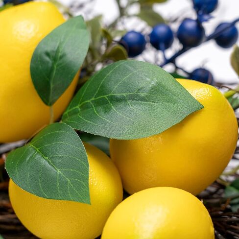 وانجلاب اكليل ليمون صيفي صناعي مقاس 22 انش مع اوراق خضراء لديكور الحائط والباب الامامي والمنزل والعطلات والمزرعة in Kuwait