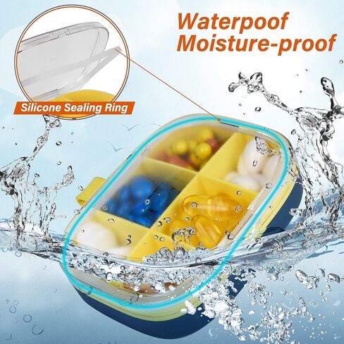 صندوق حبوب الدواء الصغير من YHC، حامل حبوب السفر للمحفظة، 4/6 مقصورات حافظة حبوب مقاومة للماء للفيتامين وزيت كبد سمك القد، مكمل (قطعتان أبيض 6) in Kuwait