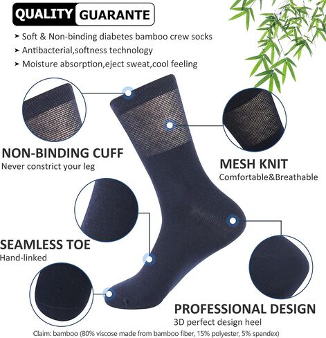جوارب الخيزران لمرضى السكري، جوارب Sunew النسائية للصيف تسمح بمرور الهواء لا رائحة من الخيزران للأقدام العرق، ماصة للرطوبة الجري المشي لمسافات طويلة العمل جوارب طاقم الخيزران 6 أزواج رمادي، XL in Kuwait