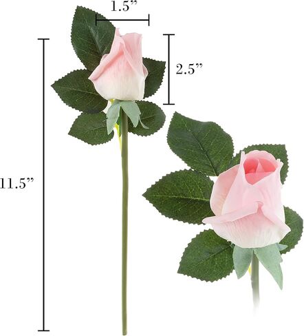 زهور بيور جاردن روز الصناعية - مجموعة 24 قطعة من الزهور المزيفة ذات اللمس الحقيقي مقاس 11.5 بوصة مع سيقان لديكور المنزل، أو الزفاف، أو حفلات الزفاف/استحمام الطفل (وردي) in Kuwait