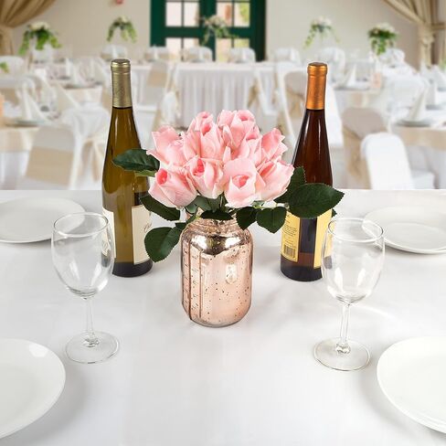 زهور بيور جاردن روز الصناعية - مجموعة 24 قطعة من الزهور المزيفة ذات اللمس الحقيقي مقاس 11.5 بوصة مع سيقان لديكور المنزل، أو الزفاف، أو حفلات الزفاف/استحمام الطفل (وردي) in Kuwait