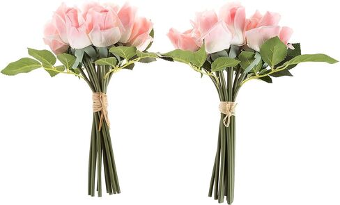 زهور بيور جاردن روز الصناعية - مجموعة 24 قطعة من الزهور المزيفة ذات اللمس الحقيقي مقاس 11.5 بوصة مع سيقان لديكور المنزل، أو الزفاف، أو حفلات الزفاف/استحمام الطفل (وردي) in Kuwait