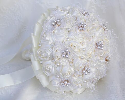Blush Pink and Ivory Bridal Wedding Bouquet with Gold Brooch Bling Rhinestone Bouquet for Bride Bridesmaid Quinceanera Satin Dusty Rose Flower Bouquet Wedding Blush Pink and Ivory 8.7in in Kuwait