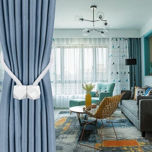 Fidesuka 8 Pack Curtain Tiebacks Magnetic, Decorative Drape Curtain Holders European Style Holdbacks with Upgraded Magnet for Home&Office Window Draperies(White) in Saudi Arabia