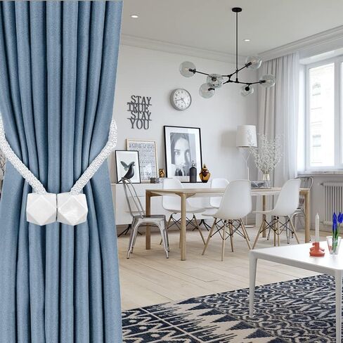 Fidesuka 8 Pack Curtain Tiebacks Magnetic, Decorative Drape Curtain Holders European Style Holdbacks with Upgraded Magnet for Home&Office Window Draperies(White) in Saudi Arabia