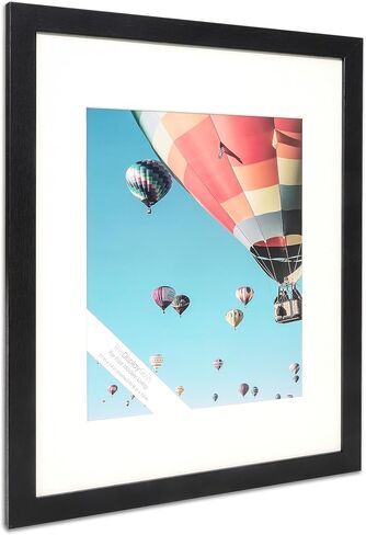 The Display Guys - 2-Pack V-Series Low Profile Black Wooden 11x14 Picture Frames - 8x10 Mat - Plexiglass - Wall in Saudi Arabia