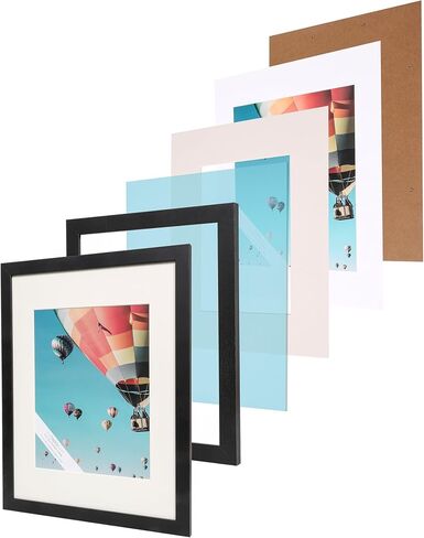 The Display Guys - 2-Pack V-Series Low Profile Black Wooden 11x14 Picture Frames - 8x10 Mat - Plexiglass - Wall in Saudi Arabia