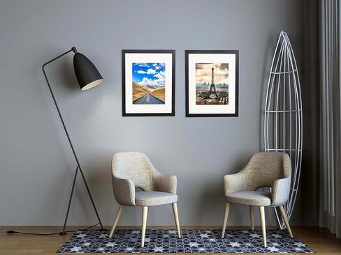 The Display Guys - 2-Pack V-Series Low Profile Black Wooden 11x14 Picture Frames - 8x10 Mat - Plexiglass - Wall in Saudi Arabia