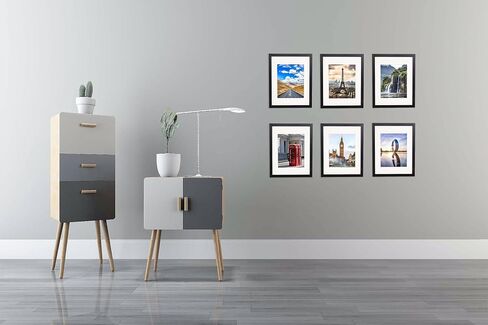 The Display Guys - 2-Pack V-Series Low Profile Black Wooden 11x14 Picture Frames - 8x10 Mat - Plexiglass - Wall in Saudi Arabia