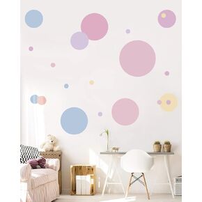 5 Color Polka Dots Wall Stickers Big Circle Wall Decals Peel and Stick for Bedroom Living Room Classroom Kids Playroom Decor Removable Vinyl Wall Stickers Dots Wall Decals in Kuwait