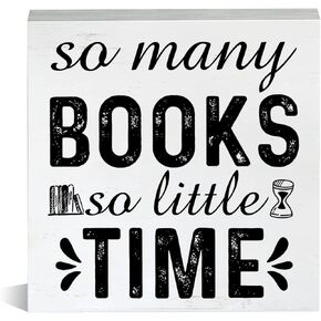 لافتة خشبية بعبارة «So Many Books» بعبارة «So Little Time» بتصميم صندوق خشبي لمحبي الكتب من فارم هاوس، لافتة ديكور للمكتب والمنزل والرف والمكتبة مقاس 5 × 5 انش in Kuwait