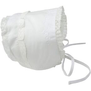 Feltman Brothers Newborn Girls White Lace Trimmed Baby Bonnet in Kuwait