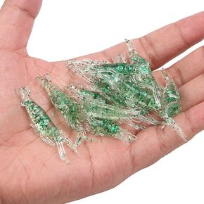 Soft Shrimp Lure Baits, 20pcs Artificial Shrimp Baits Glow Fishing Lures 5cm Silicone Prawn Shrimps Kit for Bass Crappie Walleye Trout Saltwater Freshwater Fishing in Saudi Arabia