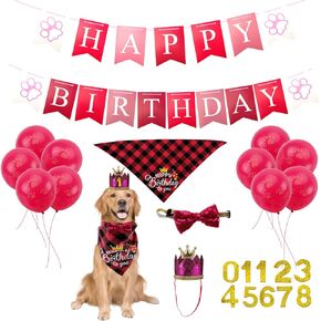 Dog Birthday Party Supplies Set Boy Dog Birthday Decorations with Birthday Bandana,Party Hat, Bow Tie, Bannner and Ballons for Small Medium Dogs Pets, Blue