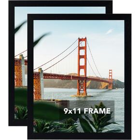 OMISHE 2 Pack 9x11 Picture Frame Black for Wall Hanging or Tabletop, 9 x 11 Frame Composite Wood Wall Gallery Photo Frame, Black in Kuwait