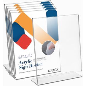 Relx Acrylic Sign Holder 8.5 x 11, Acrylic Display Stand for Display, Slant Back Acrylic Display Stand, Clear Frames Plastic Sign Holder for Store, Restaurant (12 Pack) in Saudi Arabia