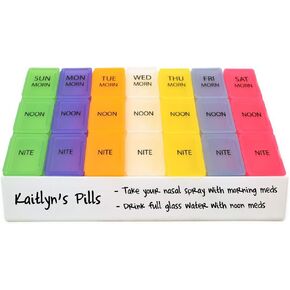 منظم حبوب الدواء الأسبوعي 3 مرات يوميًا من MedWrite مع صناديق حبوب منع الحمل اليومية القابلة للإزالة في صينية تخزين - سطح قابل للكتابة على الصينية لتعليمات الدواء والملاحظات - من Pill Thing (جامبو، متعدد الألوان) in Kuwait
