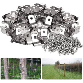 YARKHI Fence Wire Clamps 500 Pcs Stainless Steel Wire Fence Clips Fencing Mounting Clips with 500 Pcs Screws for 12-16 Gauge Welded Wire to Wood, Metal or Vinyl Fence