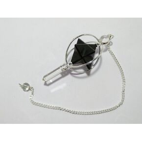 WholesaleGemShop Black Tourmaline Spinning Merkaba Pendulum Dowsing Healing Chakra Balancing Reiki AA in Kuwait