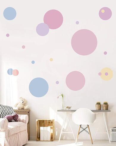 5 Color Polka Dots Wall Stickers Big Circle Wall Decals Peel and Stick for Bedroom Living Room Classroom Kids Playroom Decor Removable Vinyl Wall Stickers Dots Wall Decals in Kuwait