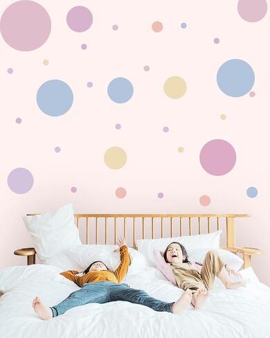 5 Color Polka Dots Wall Stickers Big Circle Wall Decals Peel and Stick for Bedroom Living Room Classroom Kids Playroom Decor Removable Vinyl Wall Stickers Dots Wall Decals in Kuwait