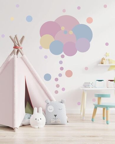 5 Color Polka Dots Wall Stickers Big Circle Wall Decals Peel and Stick for Bedroom Living Room Classroom Kids Playroom Decor Removable Vinyl Wall Stickers Dots Wall Decals in Kuwait