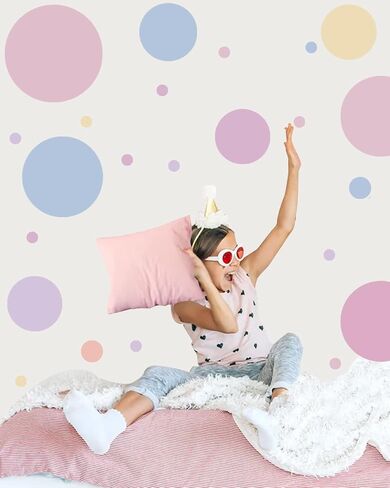 5 Color Polka Dots Wall Stickers Big Circle Wall Decals Peel and Stick for Bedroom Living Room Classroom Kids Playroom Decor Removable Vinyl Wall Stickers Dots Wall Decals in Kuwait