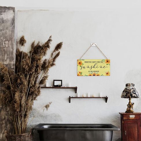 ديكور ملهم لأشعة الشمس عباد الشمس لبيت المزرعة ديكور معلق على الحائط للمنزل وغرفة النوم والحمام والمكتب والمقهى والحانة والباب الأمامي والشرفة والفناء الخلفي للمزرعة لافتة خشبية ريفية in Kuwait