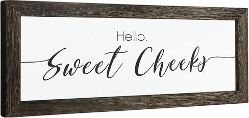 لافتة ديكور للحمام بتصميم عبارة Hello Sweet Cheeks، ديكور حائط حمام بنمط ريفي مضحك، لافتة ديكور حمام عصرية ريفية، اطار خشبي صلب، 16 × 6 انش in Kuwait