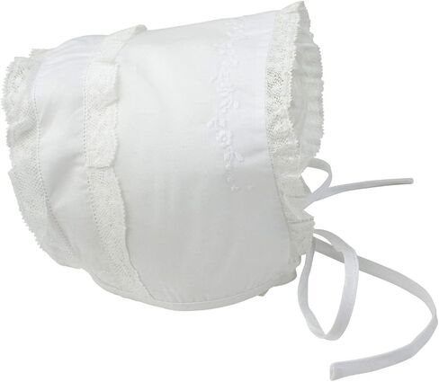 Feltman Brothers Newborn Girls White Lace Trimmed Baby Bonnet in Kuwait