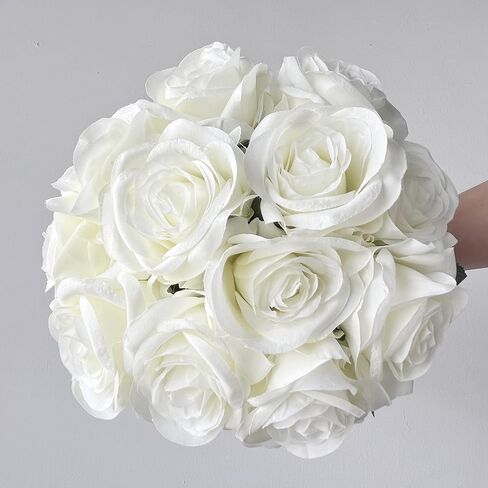 IMQing 24 قطعة من زهور الورد الاصطناعية للديكور، 20 بوصة من الزهور الاصطناعية مع سيقان طويلة، ورود وهمية مع أشواك لتزيين حفلات الزفاف المنزلية (24، أحمر) in Kuwait