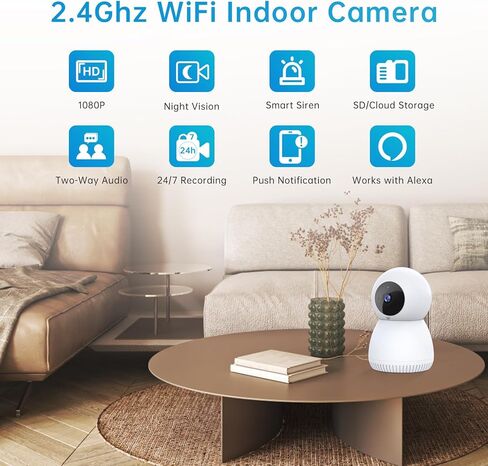 NoahTec Indoor Home Security Camera, Baby Pet Camera with Phone App, 360 Degree 1080P WiFi Camera for Home Security, Night Vision, 2-Way Talk and Motion Detection, Local & Cloud Storage in Kuwait