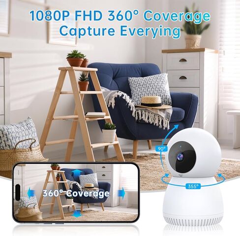 NoahTec Indoor Home Security Camera, Baby Pet Camera with Phone App, 360 Degree 1080P WiFi Camera for Home Security, Night Vision, 2-Way Talk and Motion Detection, Local & Cloud Storage in Kuwait
