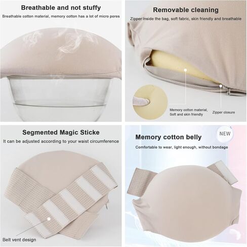 BWWNBY بطن حامل مزيف مع حشوة إسفنجية الذاكرة، محاكاة بطن الحامل، سهل الارتداء، دعامات أداء المسرح لممثل البطن، زي تنكري لبطن الهالوين وحفلات عيد الميلاد (M، 5-7 أشهر) in Kuwait