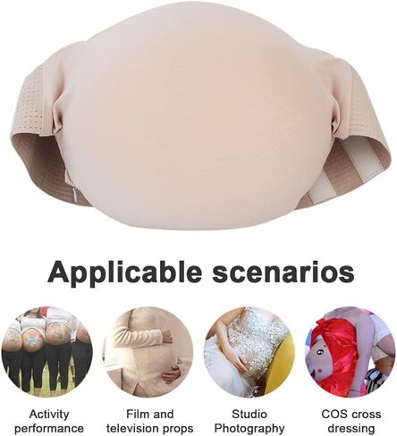 BWWNBY بطن حامل مزيف مع حشوة إسفنجية الذاكرة، محاكاة بطن الحامل، سهل الارتداء، دعامات أداء المسرح لممثل البطن، زي تنكري لبطن الهالوين وحفلات عيد الميلاد (M، 5-7 أشهر) in Kuwait