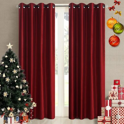 GYROHOME Faux Silk Blackout Curtains, Fully Lined Solid Color Window Treatment Drapes for Bedroom and Living Room Thermal Insulated Grommet Top Room Darkening Drapes, (Aqua Blue,46x72inch, 2 Panels) in Kuwait