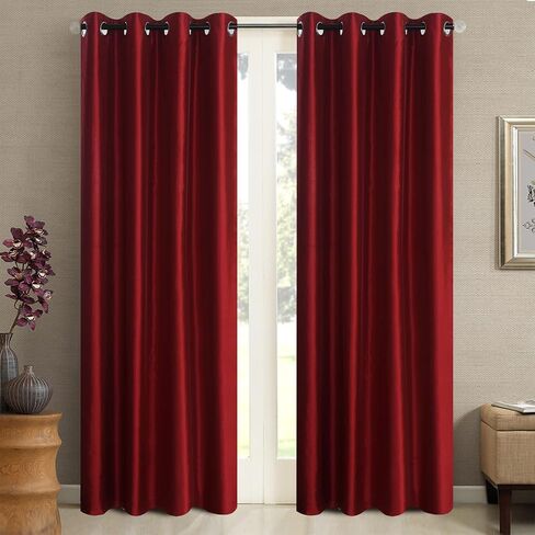 GYROHOME Faux Silk Blackout Curtains, Fully Lined Solid Color Window Treatment Drapes for Bedroom and Living Room Thermal Insulated Grommet Top Room Darkening Drapes, (Aqua Blue,46x72inch, 2 Panels) in Kuwait