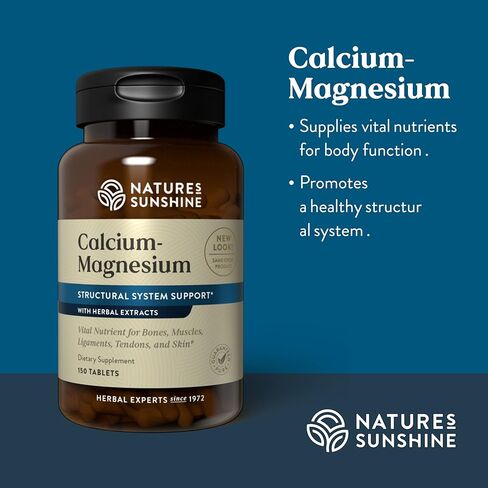 Nature's Sunshine Calcium-Magnesium, SynerPro, 150 Tablets, Calcium Multivitamin Provides Vital Nutrients for Bones, Muscles, Ligaments, Tendons, and Skin in Saudi Arabia