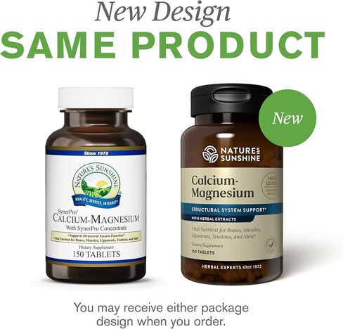 Nature's Sunshine Calcium-Magnesium, SynerPro, 150 Tablets, Calcium Multivitamin Provides Vital Nutrients for Bones, Muscles, Ligaments, Tendons, and Skin in Saudi Arabia