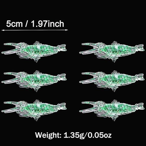 Soft Shrimp Lure Baits, 20pcs Artificial Shrimp Baits Glow Fishing Lures 5cm Silicone Prawn Shrimps Kit for Bass Crappie Walleye Trout Saltwater Freshwater Fishing in Saudi Arabia