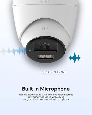 HITOSINO 5MP Fixed Turret Outdoor/Indoor IP POE Camera Security Surveillance Camera,98ft NightVision,2.8mm, H265+,IP67,7/24 Colorful Imaging,Built-in Mic,Compatible with Hikvision NVR in Kuwait