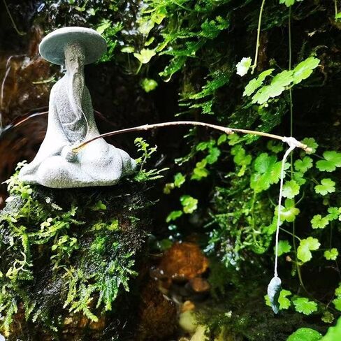 livelyfish Aquarium Fisherman Statue Asian Zen Decoration Sitting Fishing Figurines Sandstone Vintage Ornament for Aquarium Fish Tank Pot Garden Home Japanese Decor (C2) in Kuwait