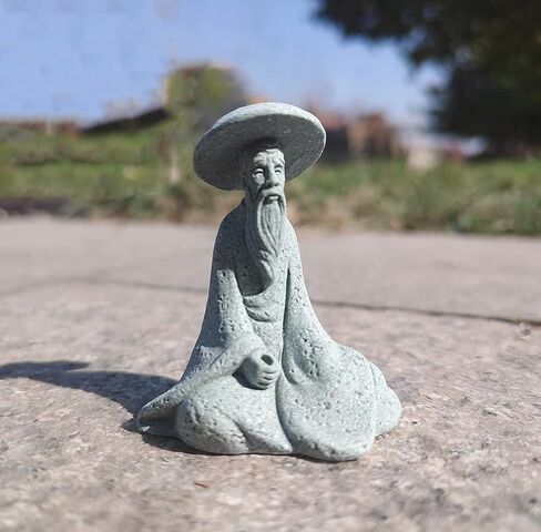 livelyfish Aquarium Fisherman Statue Asian Zen Decoration Sitting Fishing Figurines Sandstone Vintage Ornament for Aquarium Fish Tank Pot Garden Home Japanese Decor (C2) in Kuwait