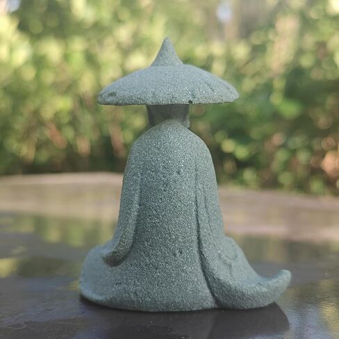 livelyfish Aquarium Fisherman Statue Asian Zen Decoration Sitting Fishing Figurines Sandstone Vintage Ornament for Aquarium Fish Tank Pot Garden Home Japanese Decor (C2) in Kuwait