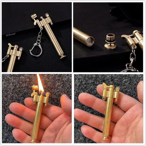 Vintage Trench Lighter,Pure Copper Cool Lighter, Reusable Antique Mini Kerosene Lighters,Novelty Soft Flame Lighters (Golden) in Saudi Arabia