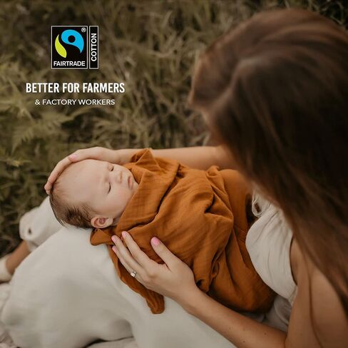 Kishu Baby Indi GOTS Certified 100% Organic Muslin Swaddle Blanket Gift Set in Solid Colors – Fairtrade Certified & Stonewashed for Extra Softness – 47 in x 47 in (Peach, Antique Pink, Lavender) in Kuwait