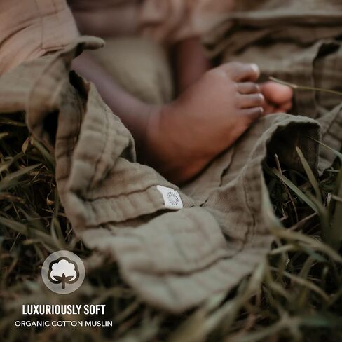 Kishu Baby Indi GOTS Certified 100% Organic Muslin Swaddle Blanket Gift Set in Solid Colors – Fairtrade Certified & Stonewashed for Extra Softness – 47 in x 47 in (Peach, Antique Pink, Lavender) in Kuwait