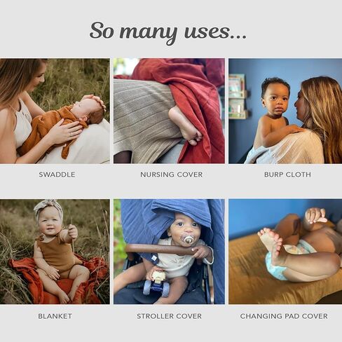 Kishu Baby Indi GOTS Certified 100% Organic Muslin Swaddle Blanket Gift Set in Solid Colors – Fairtrade Certified & Stonewashed for Extra Softness – 47 in x 47 in (Peach, Antique Pink, Lavender) in Kuwait